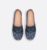 Blue Stonewashed-Effect Cotton Denim Embroidered with Dior Oblique Motif - Image 3
